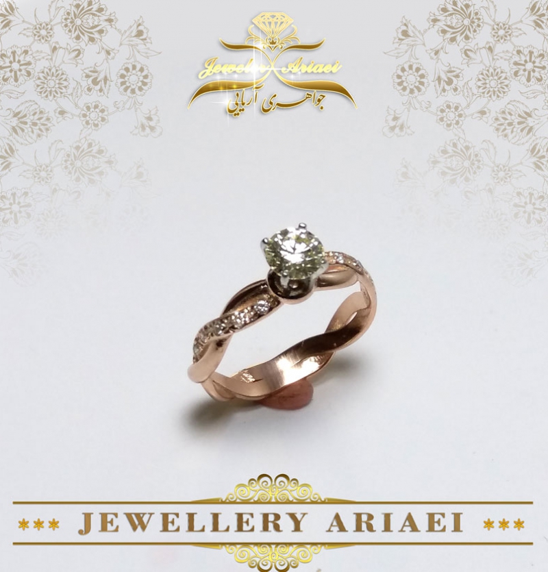 انگشتر سولیتر نگین جواهر مدل مارپیچ کد 150