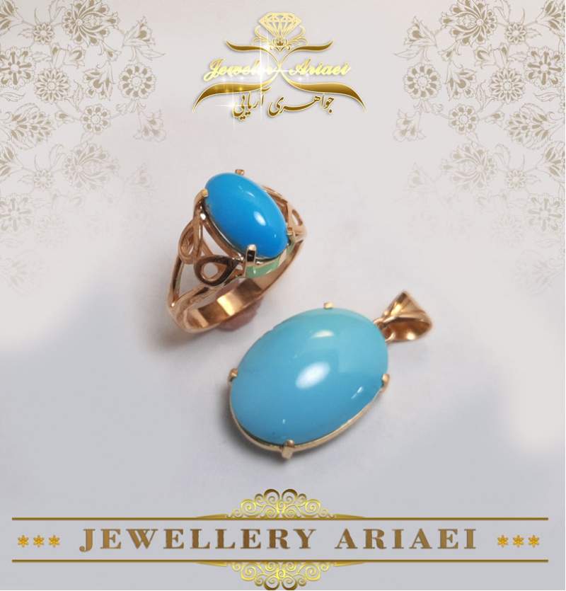 نیم ست طلا نگین فیروزه نیشابور