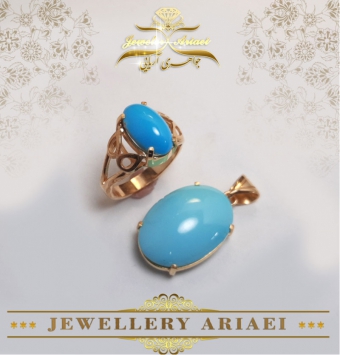 نیم ست طلا نگین فیروزه نیشابور