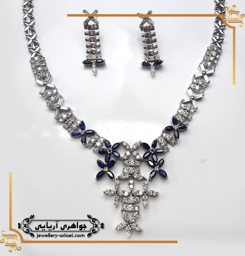 سرویس طلای سفید یاقوت کبود کد 237