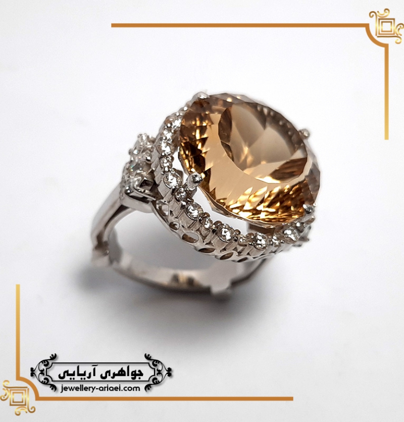 انگشتر نقره نگین سیترین کد 251