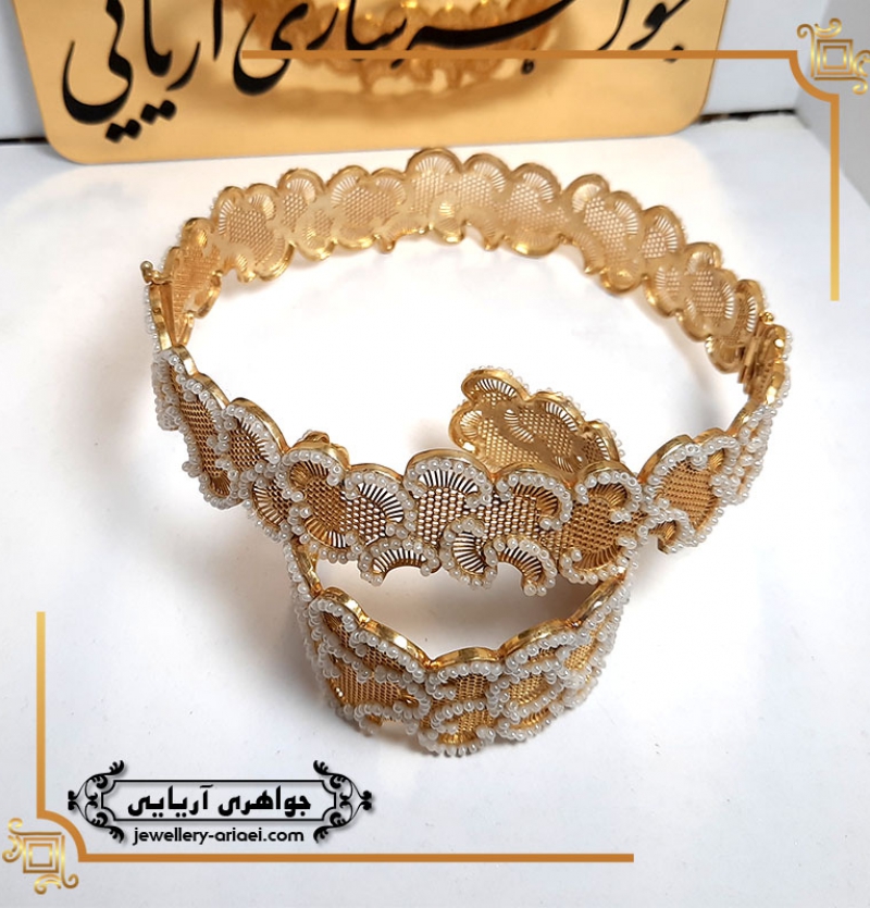 ست گردنبند و دستبند نقره و مروارید