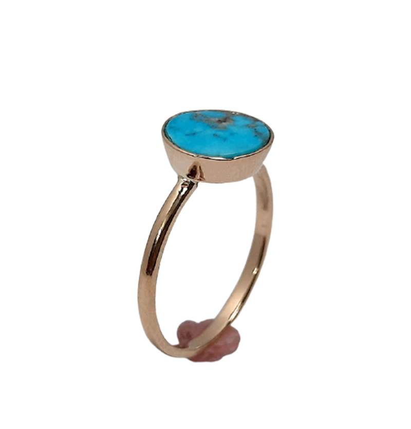 انگشتر طلا فیروزه نیشابور زنانه