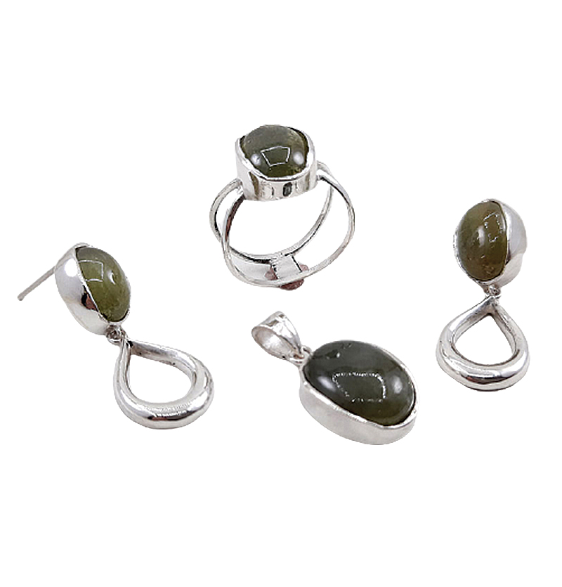 نیمست عقیق سبز نقره