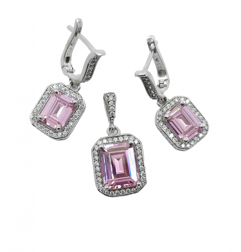 نیم ست نقره با رز توپاز