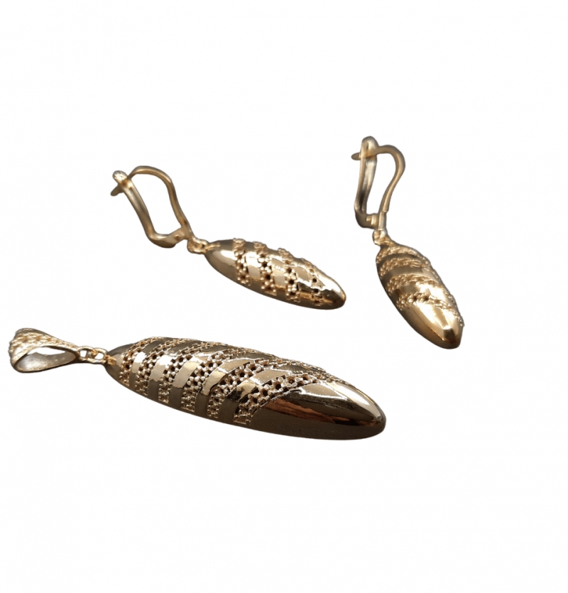 نیم ست نقره آبکاری طلایی