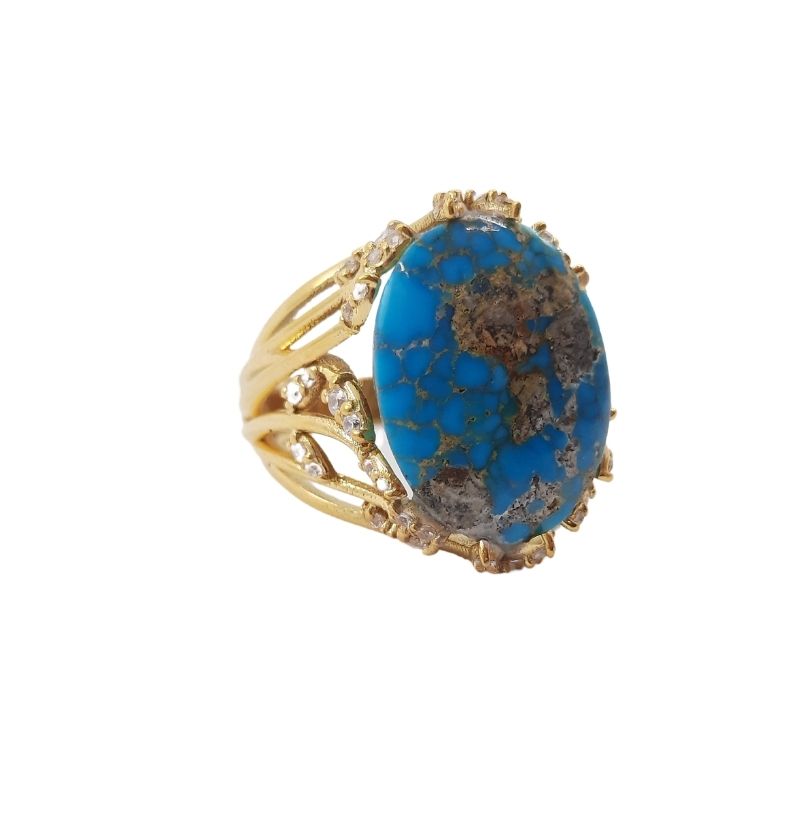 انگشتر فیروزه نیشابور مدل افشانه