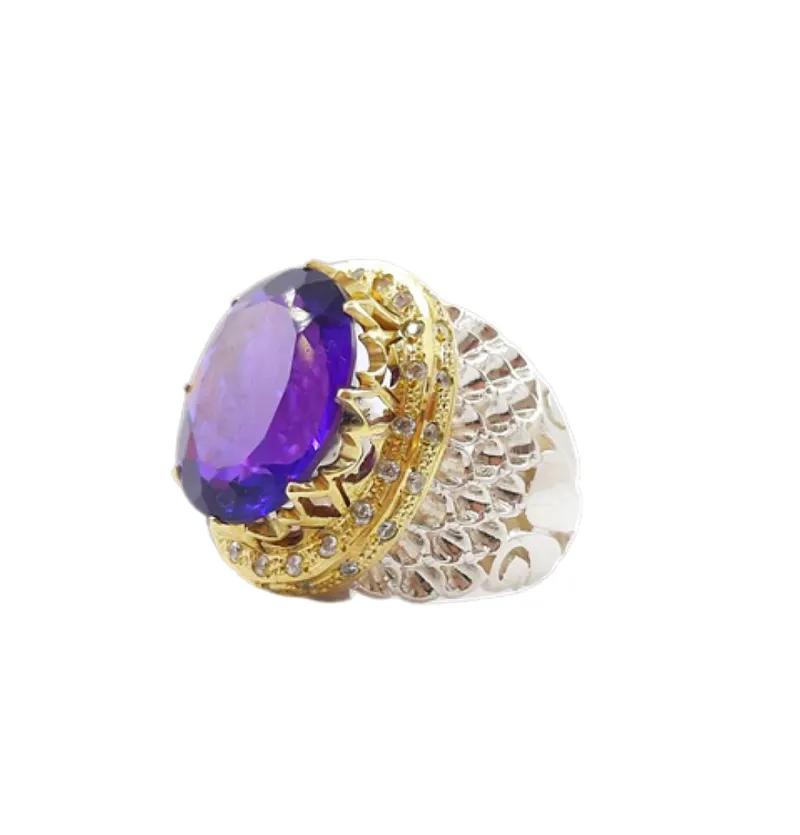 انگشتر مردانه آماتیست مدل پولکی