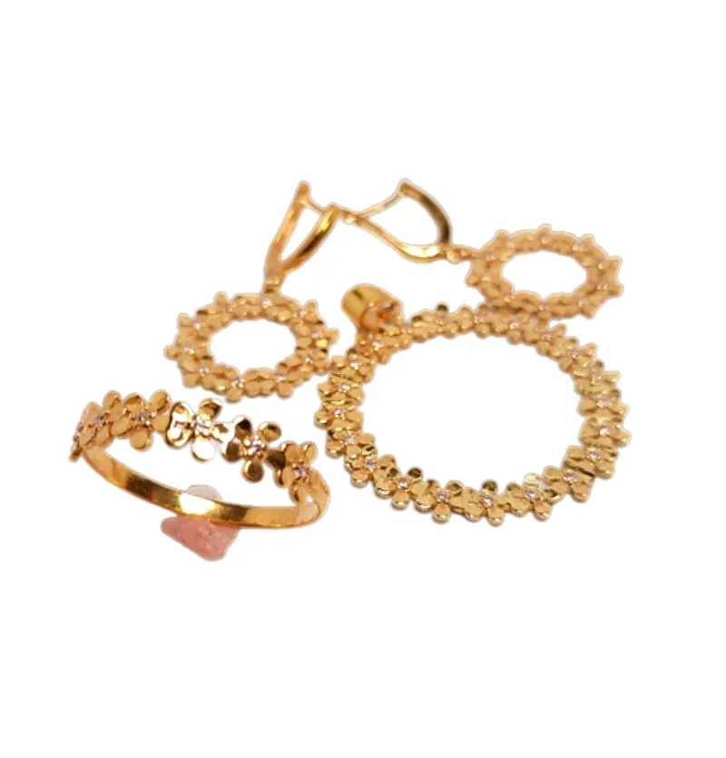 نیم ست طلای زرد مدل گل