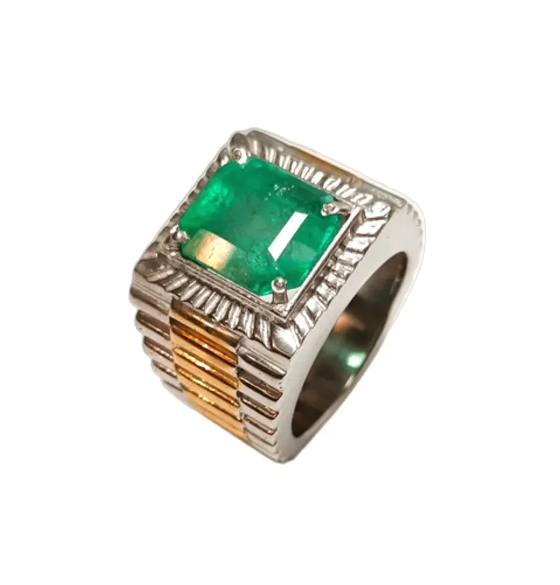 انگشتر زمرد مردانه مدل رولکس