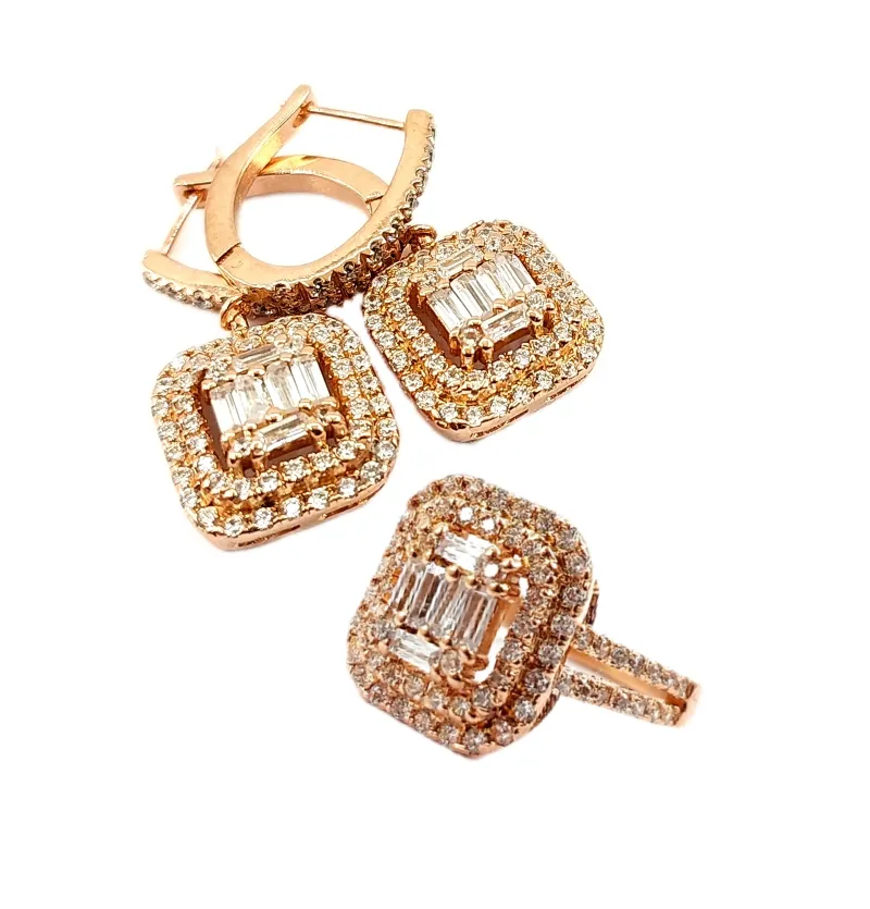 نیم ست طلا مدل امرالد کات