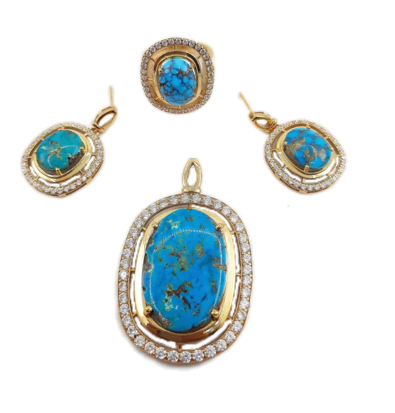 نیم ست فیروزه مدل افرا