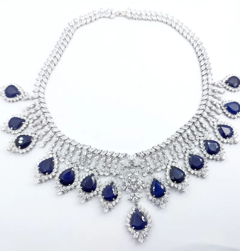 سرویس طلا سفید یاقوت کبود