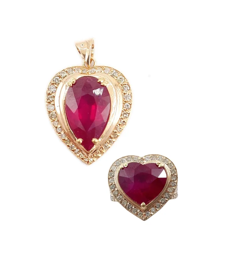 نیم ست یاقوت سرخ مدل قلب