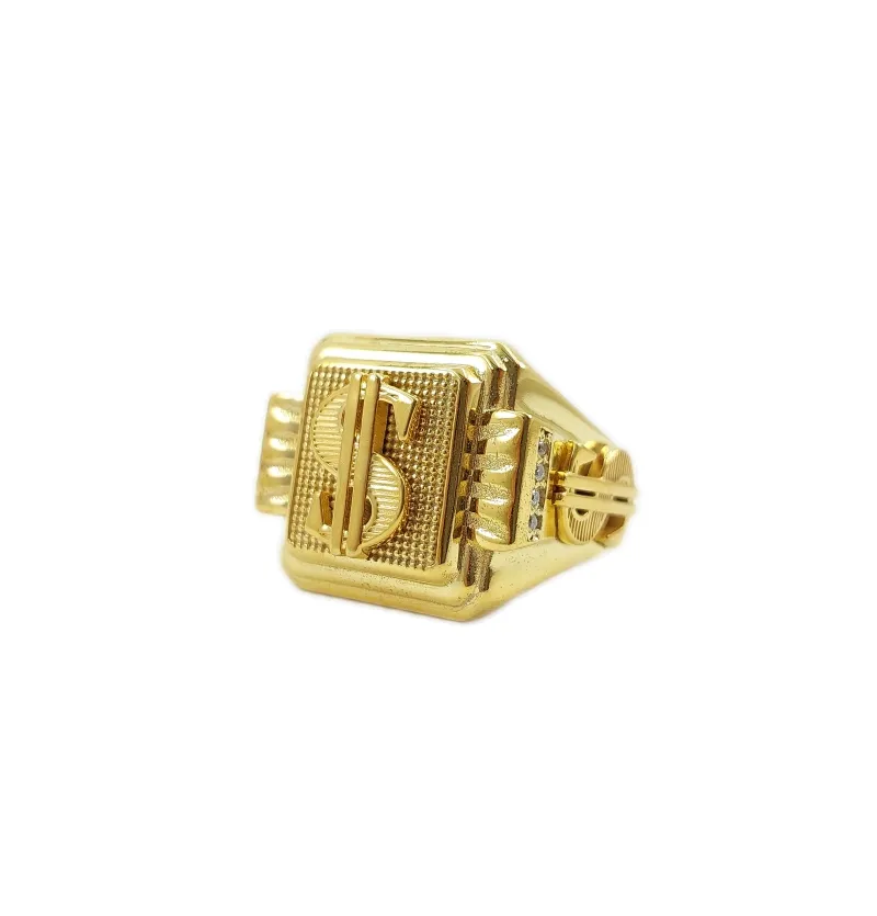 انگشتر مردانه طلای زرد مدل دلار