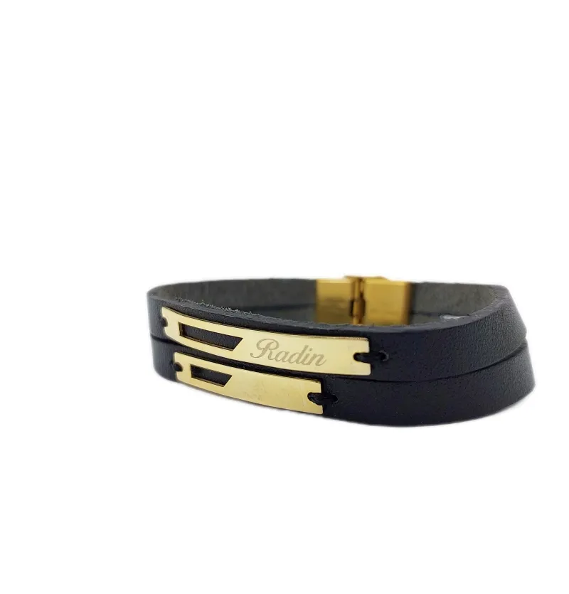 دستبند چرم مردانه حک اسم