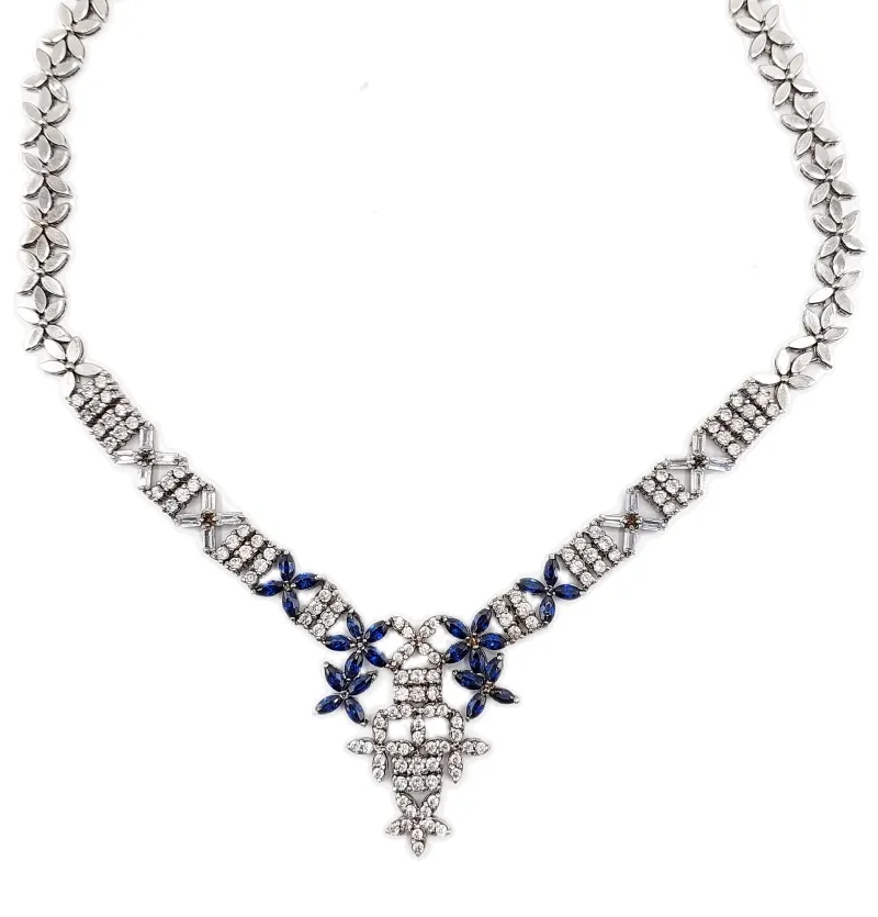 گردنبند نقره و مارکیز یاقوت