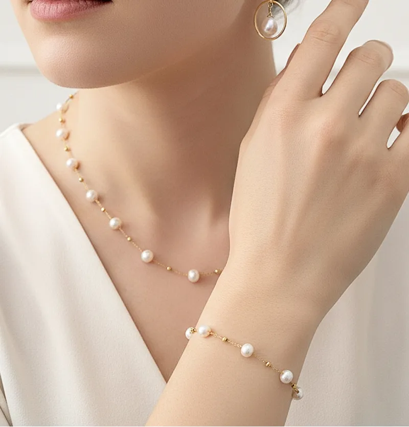 نیم ست زنجیری مروارید