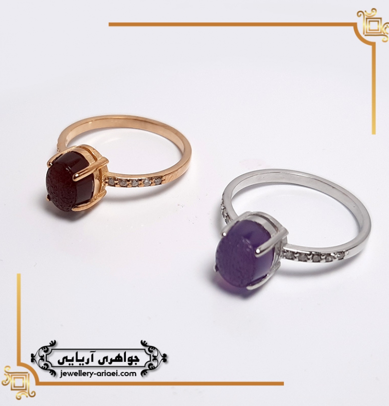 انگشتر عقیق یمنی آبی و قرمز کد 252