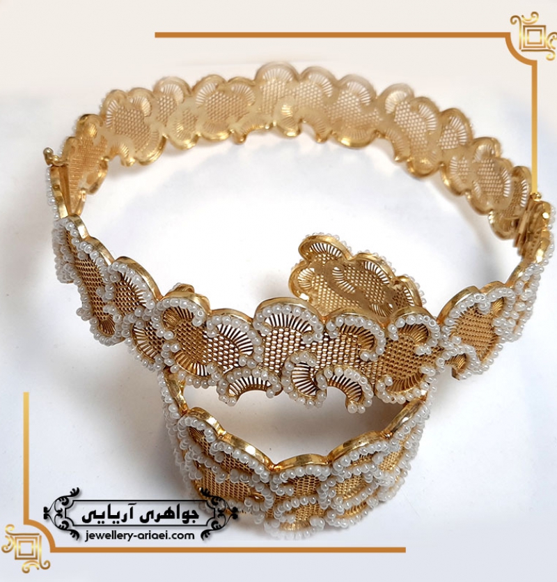 ست نقره دستبند و گردنبند مروارید کد 261