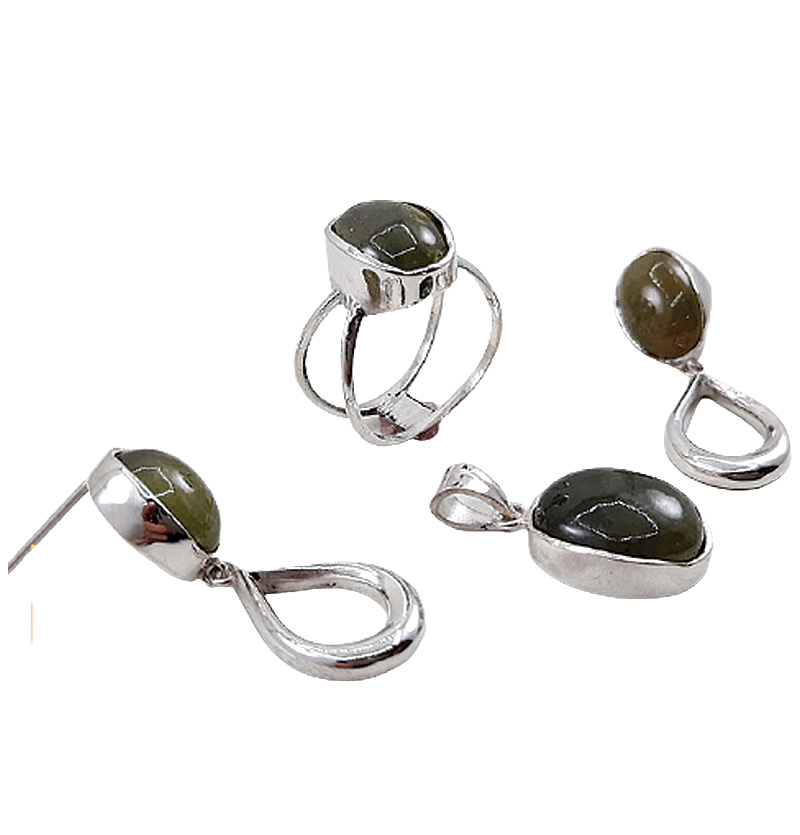 نیمست عقیق سبز نقره