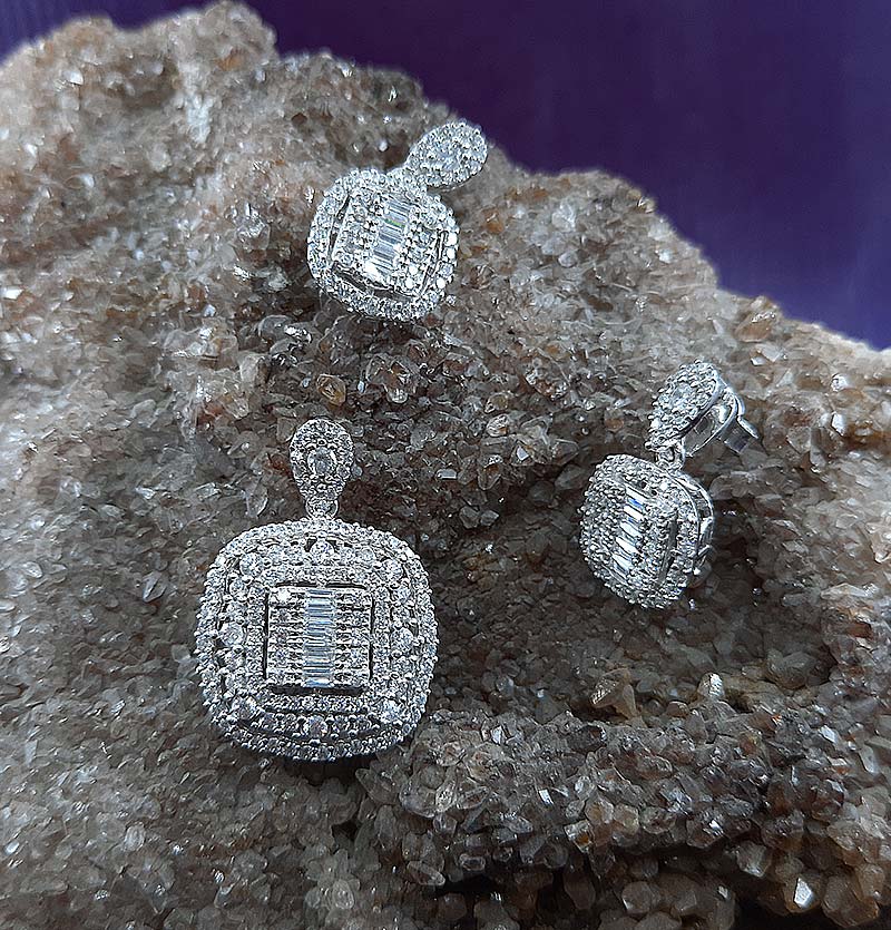 نیم ست نقره امرالکات مدل پاپیون اشکی