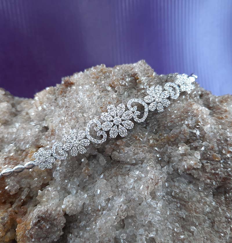 دستبند نقره مدل گل