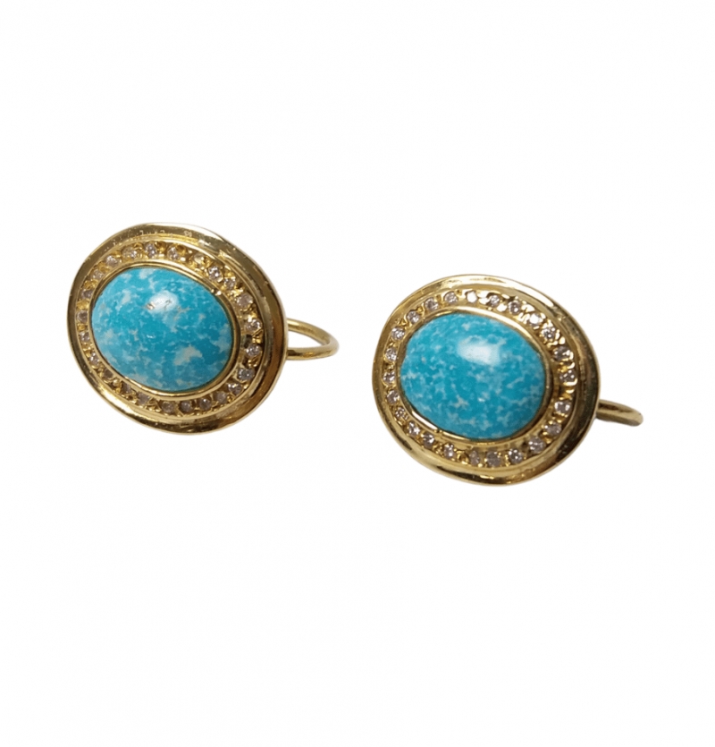 گوشواره فیروزه نیشابور مدل اوال