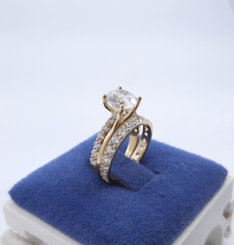 حلقه و پشت حلقه طلا مدل سولیتر