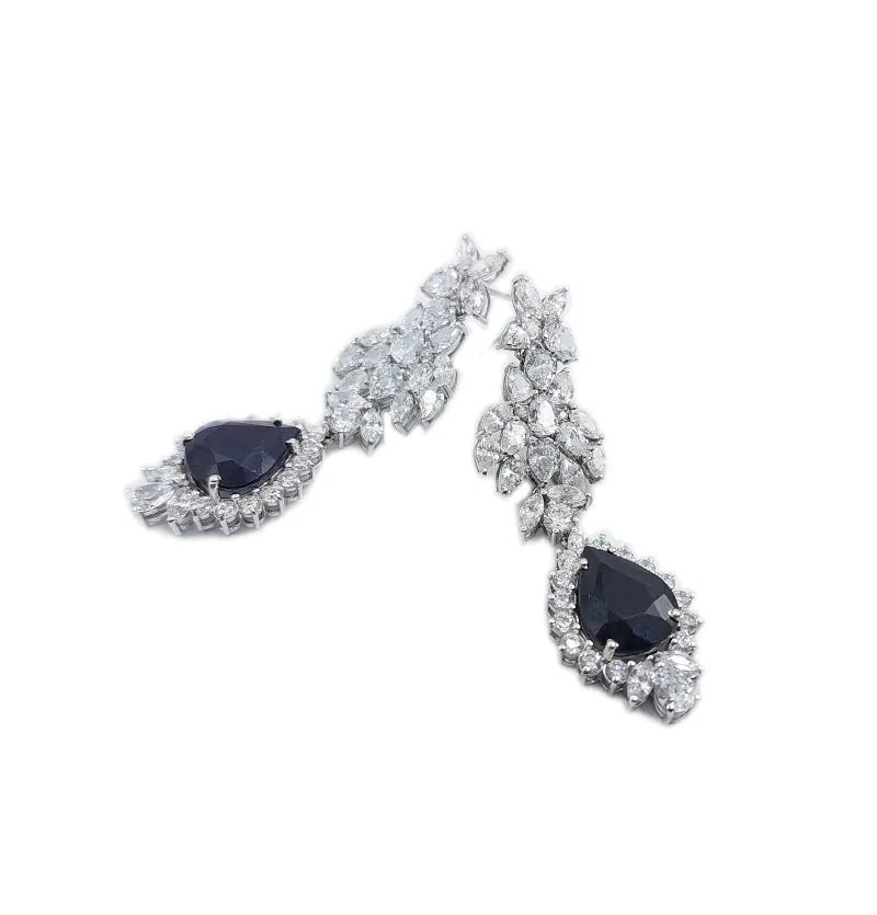 گوشواره طلا سفید و یاقوت